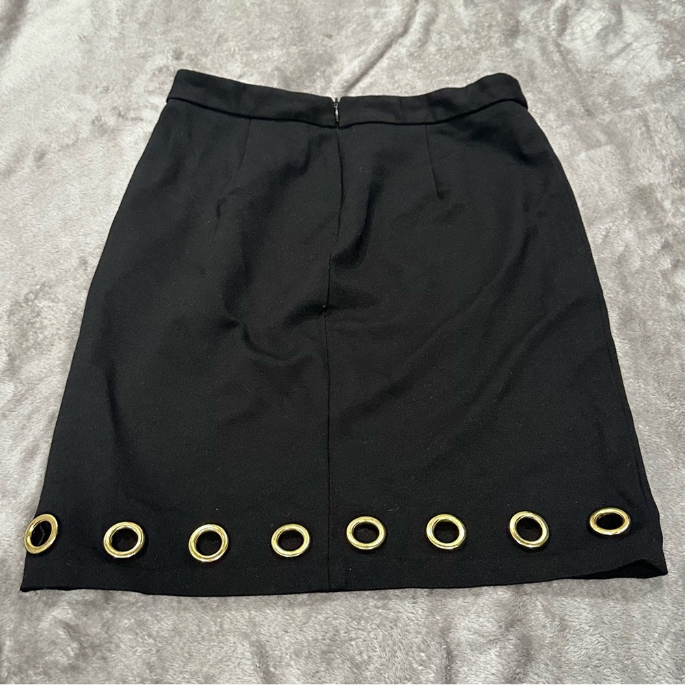 Catherine Malandrino Black Pencil Skirt with Gold Eyelets